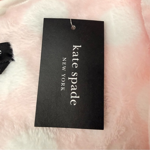 Kate Spade NWT Plush Polka Dot Robe Pink White Belted Lounge Wms Size Medium - Picture 7 of 8